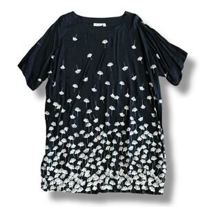 Masai Copenhagen Black Ginkgo Leaf Tunic Dress Women’s XL Oversized Boxy Top